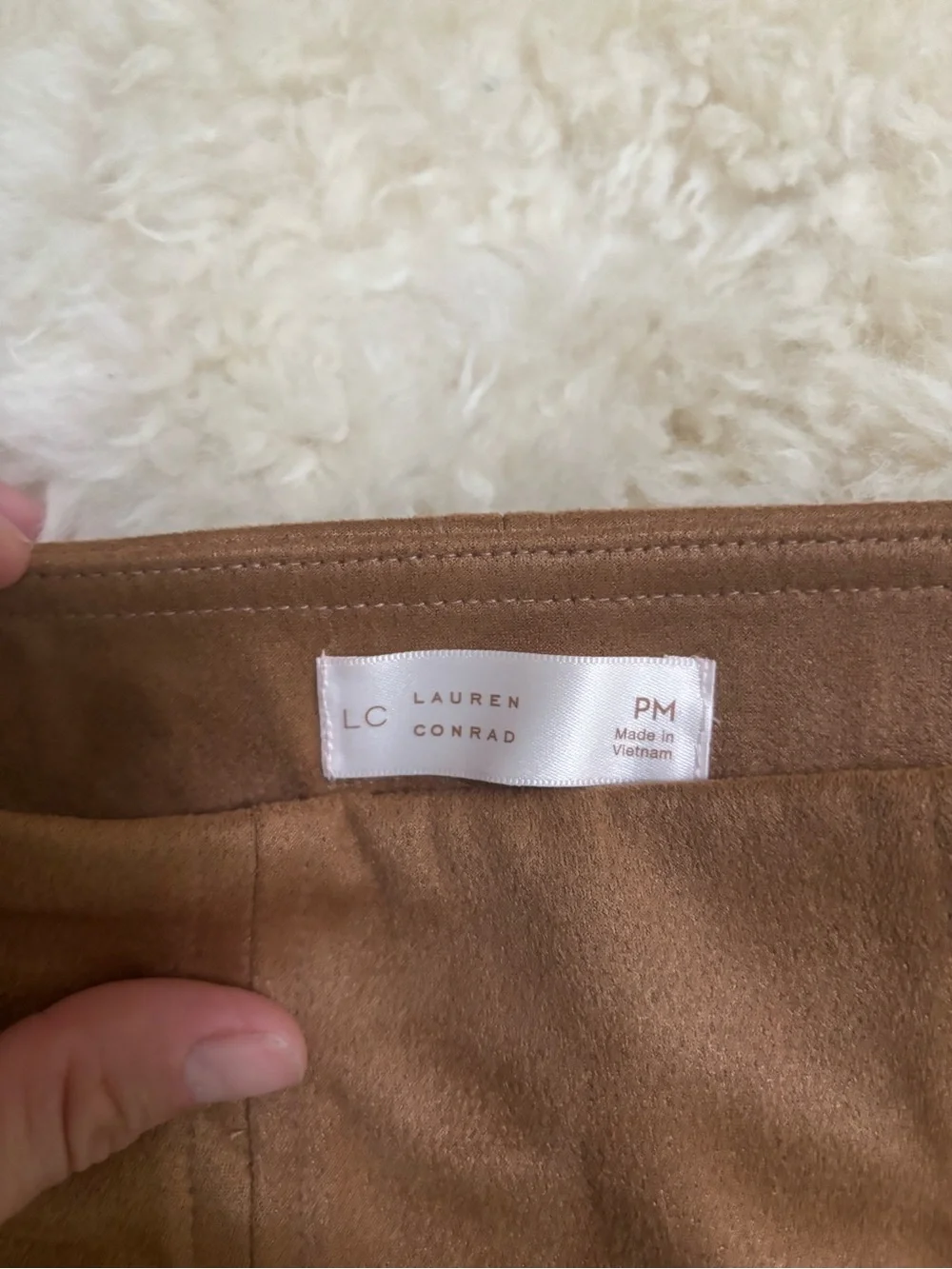 LC Lauren Conrad Tan Suede Flared Mini Skirt